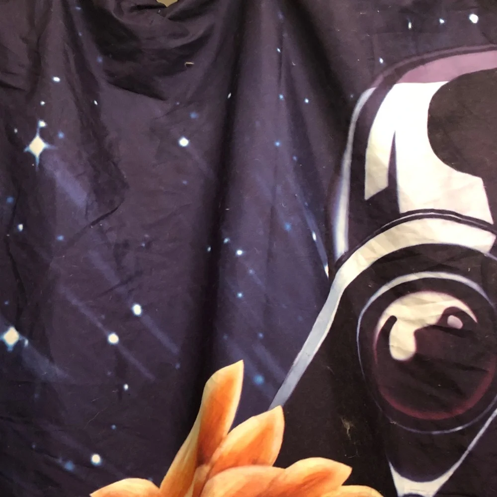 Starry Galaxy Graphic Panel in Deep Navy with Orange Accent